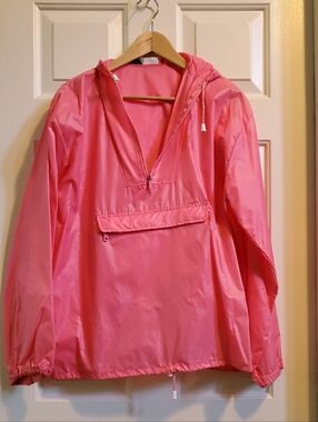 Pink Packable Nylon Windbreaker Pullover Lg
